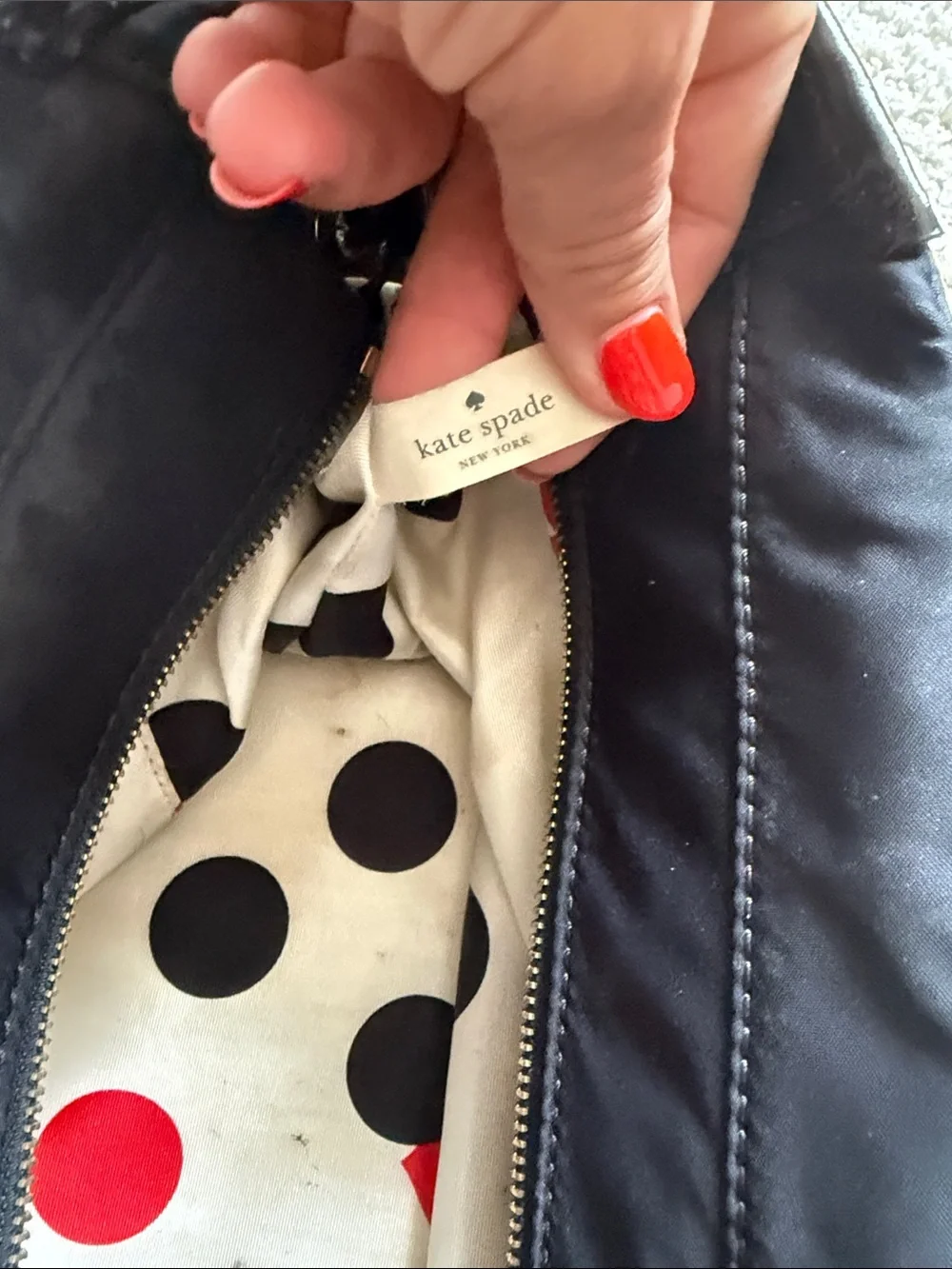 kate spade Black Nylon Shoulder Bag with Patent Trim